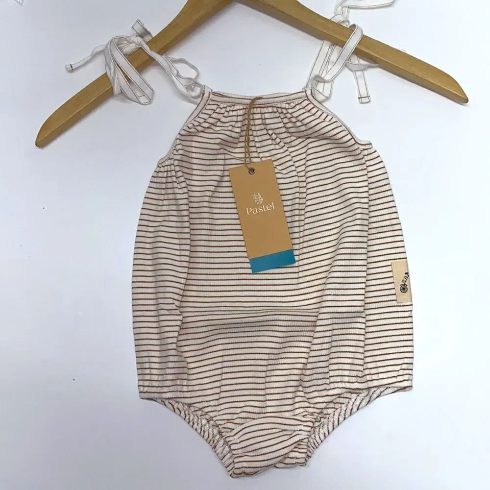 Pastel Tie shoulder knit romper girls kids New